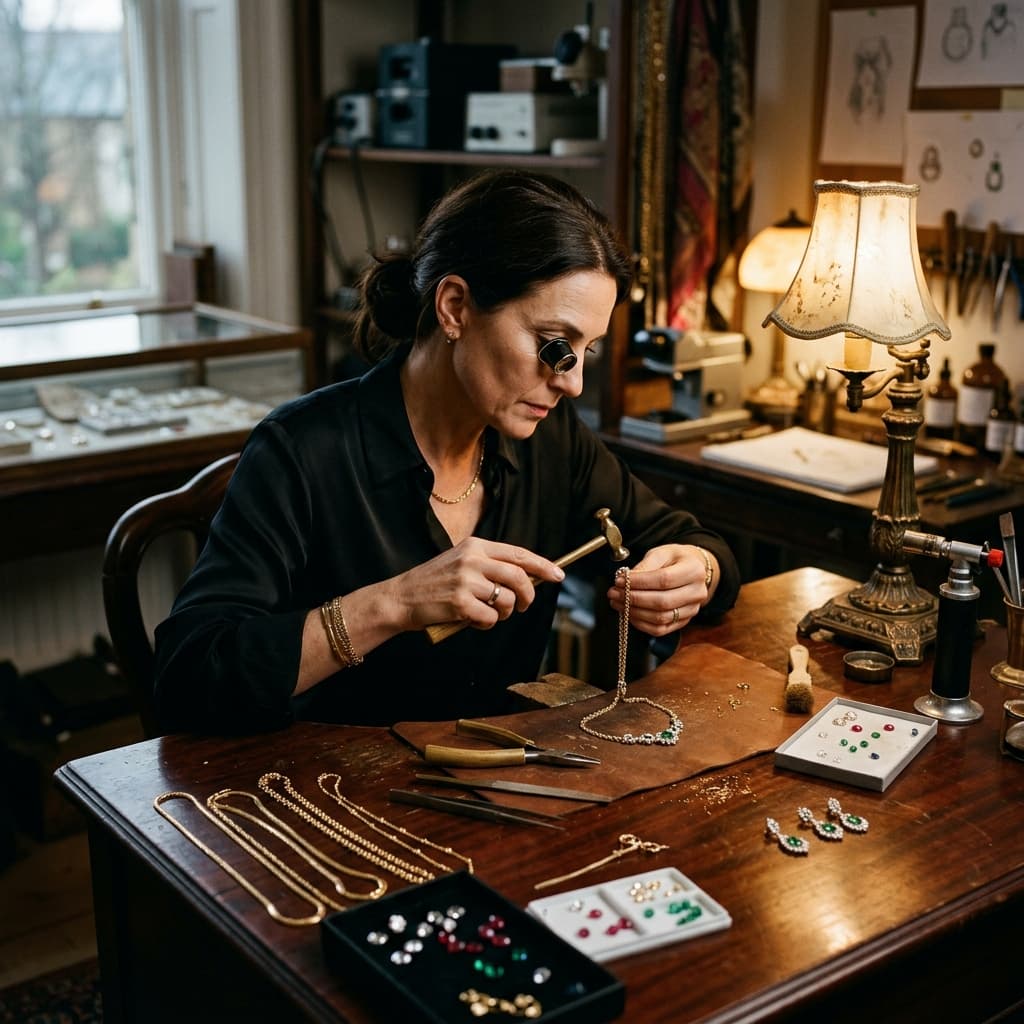 An Ayra artisan jeweler crafting fine gold and gemstone jewellery